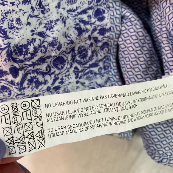 Zara Fitted Jacket Sz M Blue & White Zip Up piping  sweetheart Neck & Pockets - Picture 9 of 11